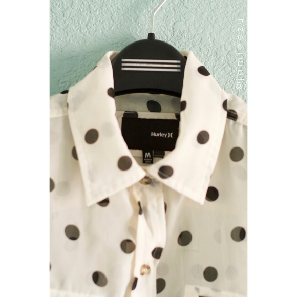 Hurley | "Wilson" Sheer Polka Dot Button-Up Blouse - Picture 2 of 9